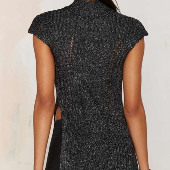 NWT Nasty Gal Foxiedox Knit Side Slit Mock Sweater - Picture 3 of 8